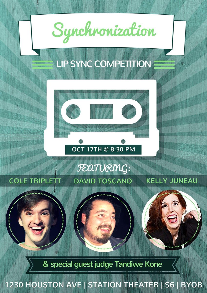 katydmanning's tweet photo. This is my favorite event! Save the date! 🎤 #lipsynccompetition #houstoncomedy http://t.co/vEHXOsqOq5