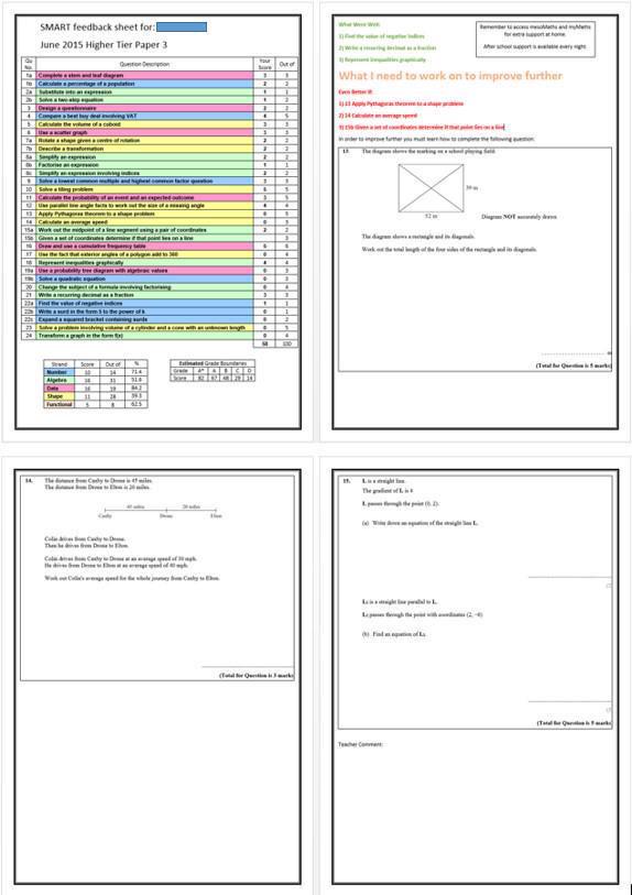 Bespoke mail merged feedback sheets for all pupils now working well. Will upload files to web site soon.