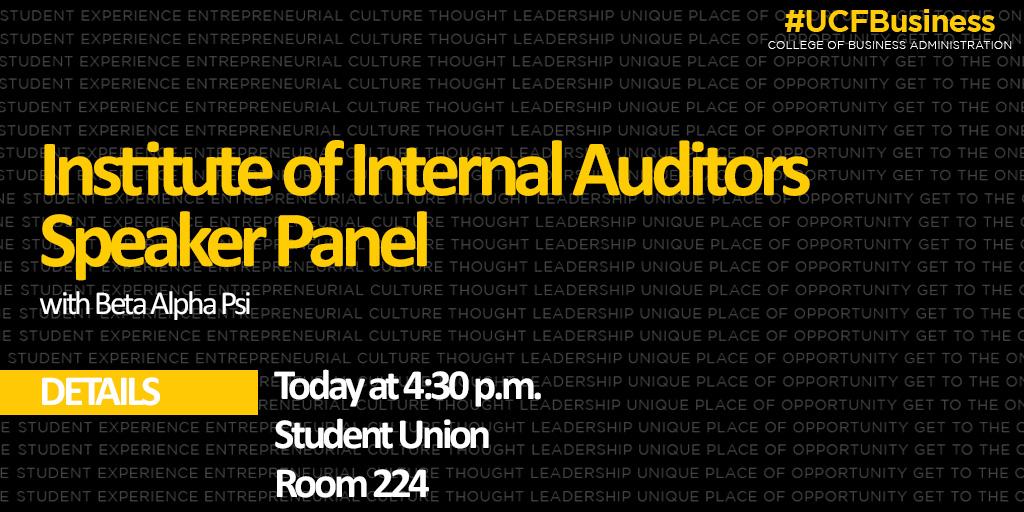 CBAmbassadors_1's tweet photo. Join @BAPUCF as they host a speaker panel with @TheIIA ! #UCFBusiness http://t.co/24e6WToNzz