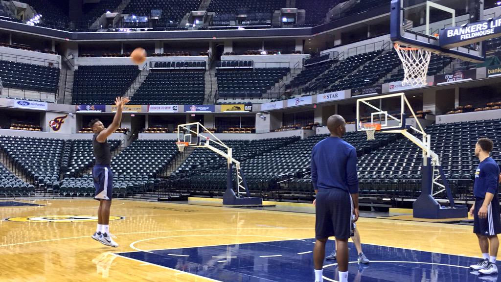 Pacers's tweet photo. The last one on the court after today's practice, @Original_Turner puts up extra shots. http://t.co/uVcQ9bRprU