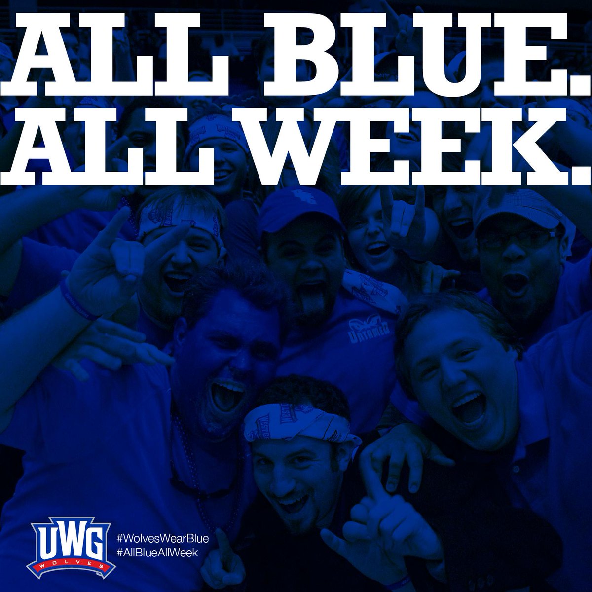 UnivWestGa's tweet photo. Are you wearing your UWG BLUE?!?! #AllBlueAllWeek #WolvesWearBlue #uwg17 #uwg18 #uwg19 @TheWOLFUWG #uwg #westga http://t.co/sVJBWUiAqy