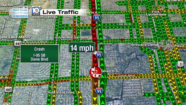 Crash on I-95 SB at Davie Blvd. Speeds at 14mph #traffic #davie @JeniseFernandez http://t.co/E9iN0eJvUA