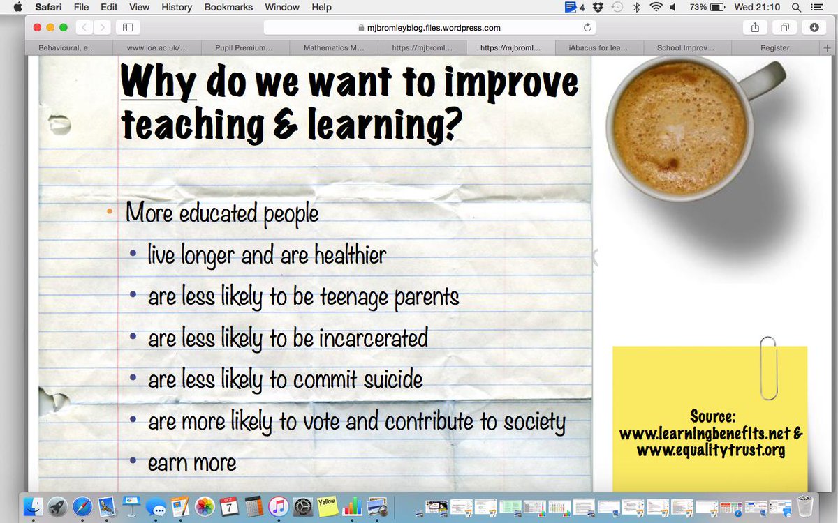 Thx mjbromleyblog.wordpress for summary of research on why we nd great T&amp; Learning in schools. @SaxmundhamFS