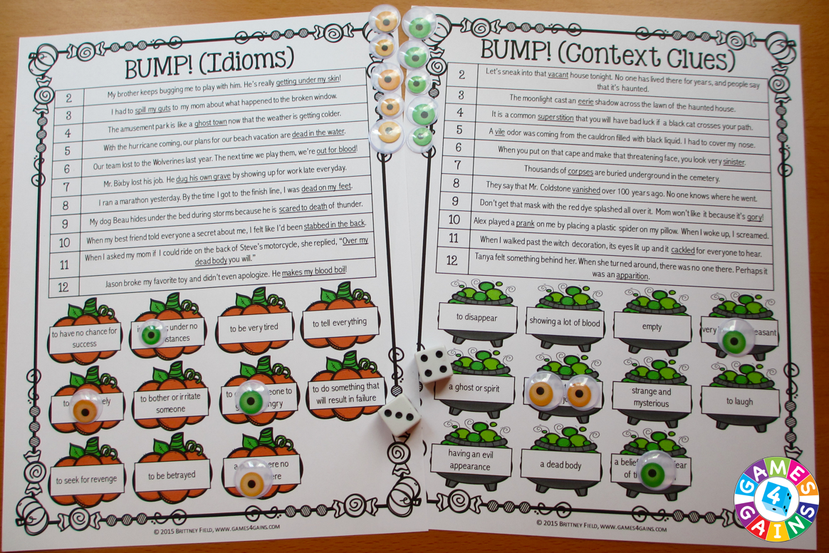 Games4Gains's tweet photo. We love these FREE Halloween Bumps Games for practicing idioms and context clues! http://t.co/V4yIpXs54n #edchat http://t.co/EkD3fpkTfH