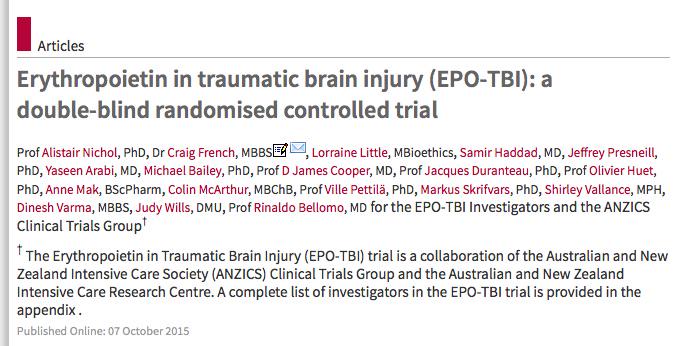 Erythropoietin in traumatic brain injury (EPO-TBI): a double-blind