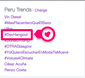 kath_dlcs's tweet image. Iniciando la 9na temporada con #DevHangout nuevamente Trending Topic en Perú. Gracias @Yaraher 😄