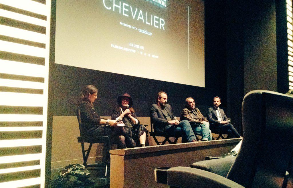 TheNYFF's tweet photo. "It's about masculinity, yes, but it's mostly about humanity." —Athina Rachel Tsangari on CHEVALIER #NYFF #FilminRes http://t.co/Z2xKVtyy1O