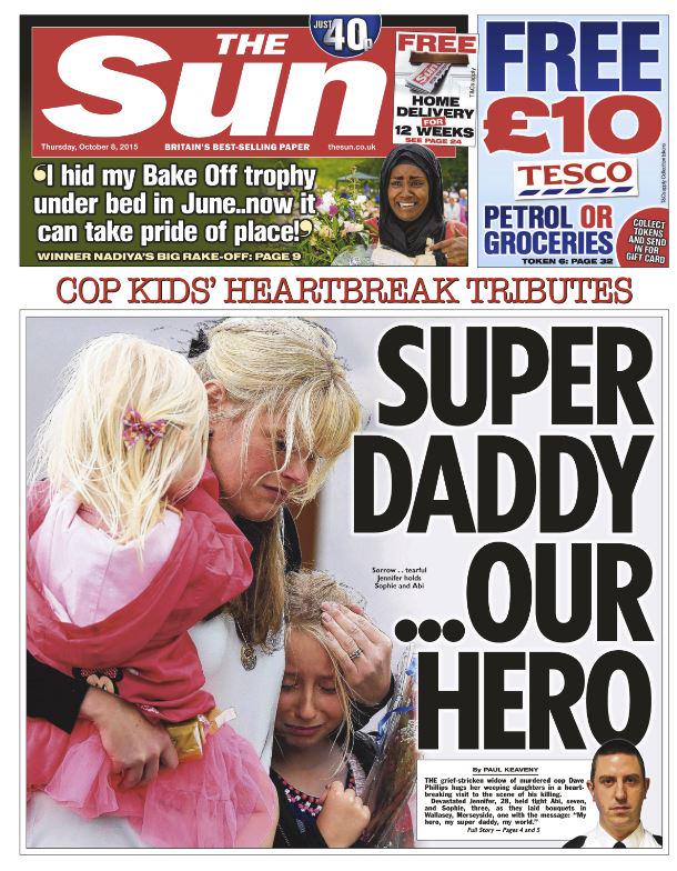 SkyNews's tweet image. THE SUN FRONT PAGE: "Super daddy... our hero" #skypapers