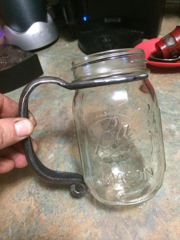 blacksmith_guy's tweet image. Hand forged mason jar handles!