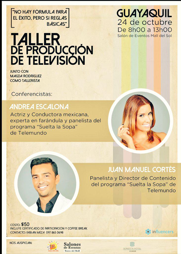 Taller para producción para tv, Guayaquil 24 de octubre info: <a href="/DomenicaMena/">DOMENICA MENA</a> <a href="/ComunicacionUtm/">Comunicación Utmach</a>