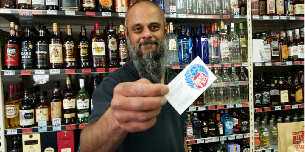 Sanjay's good karma is oozing out of a Kingsland Liquor Store. bit.ly/1L0vA7W #whatgoesaroundcomesaround