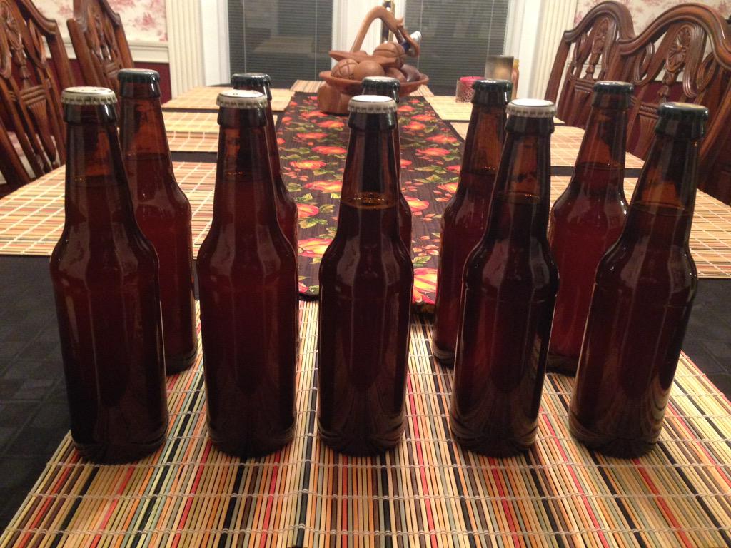 Just bottled our newest beer! We call it Brass Monkey. #homebrew