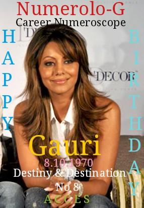 Happy Birthday Gauri Khan, Numerolo-G 