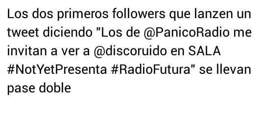 pvnicomx's tweet image. Pases para @discoruido, ¡Van! 
No olviden los HT #NotYetPresenta #RadioFutura