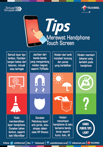Telkomsel's tweet photo. Handphone kamu tochscreen dan mau tips tentang cara perawatannya? Cek #TselInfo ini, Telkomsel friends :) http://t.co/cRMhuY6Nx3