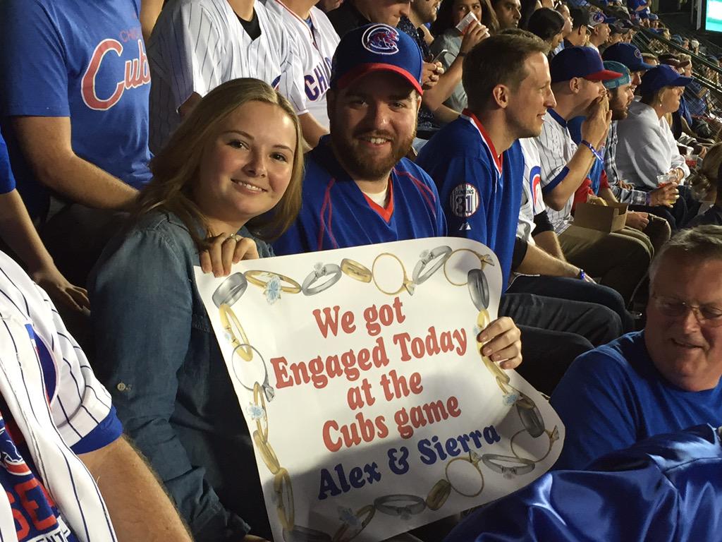 SBousman's tweet photo. My favorite MLB memory is getting engaged at the @Cubs game!! 💙❤️💙❤️💍⚾️ #GoCubsGo #MLBmemorybank http://t.co/XxYtlNCHOK
