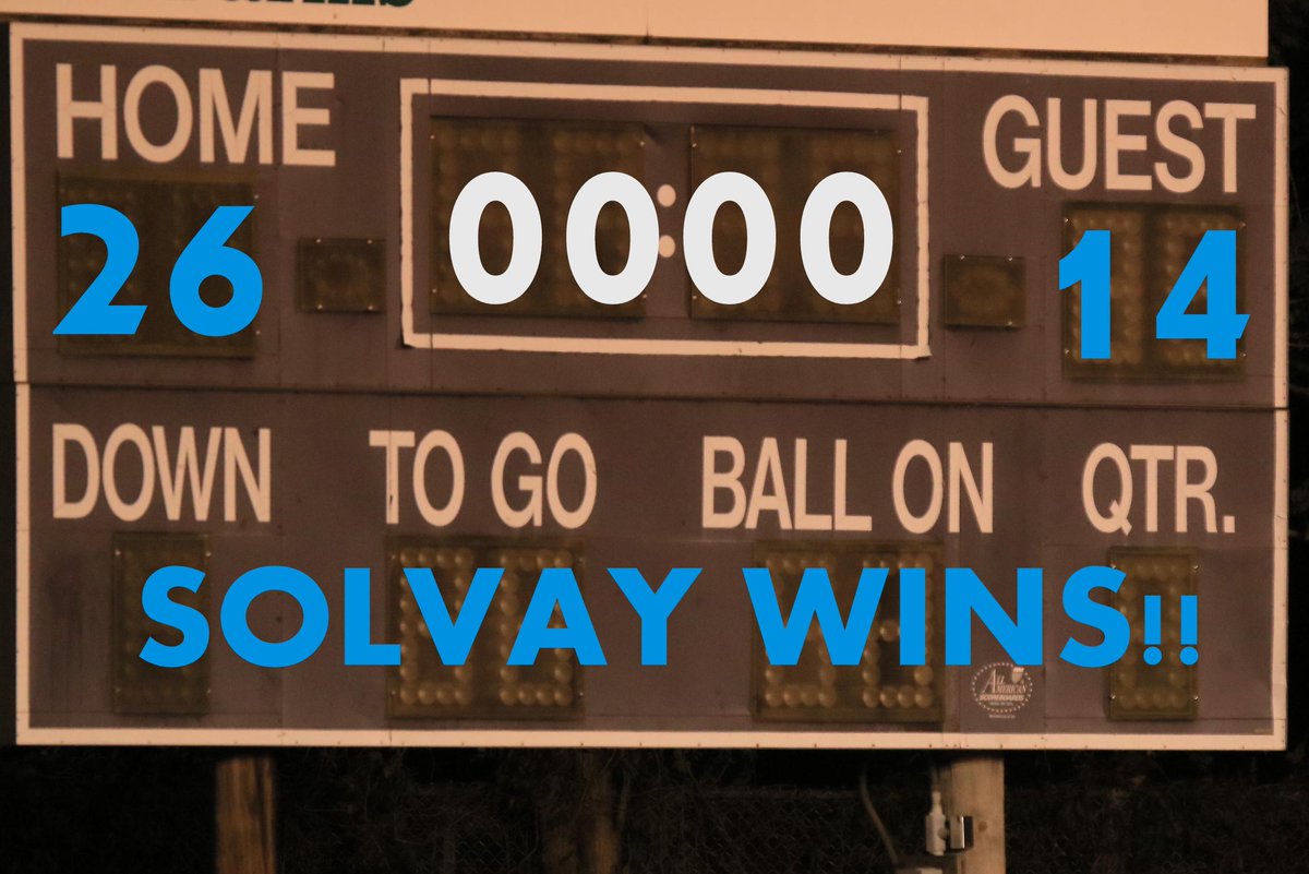 C2Photography13's tweet image. The scoreboard quit during the game-- so here it is filled in !!!! @SolvayFootball @SolvayAthletics