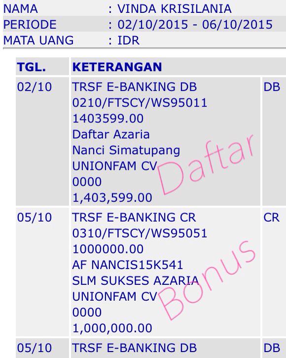 Hari ini rekrut,,BONUS pun meluncur dihari yg sm_Azaria Emang KEREN_msh takut join!!jgn kelamaan mikir,,
Bb 5A577BAD