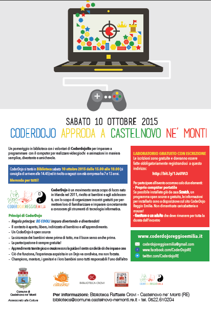 CoderdojoRE's tweet image. Tutto pronto per sabato ? Vi aspettiamo in biblioteca a @CastelnovoneMon #coderdojore #reggioemilia #appenino