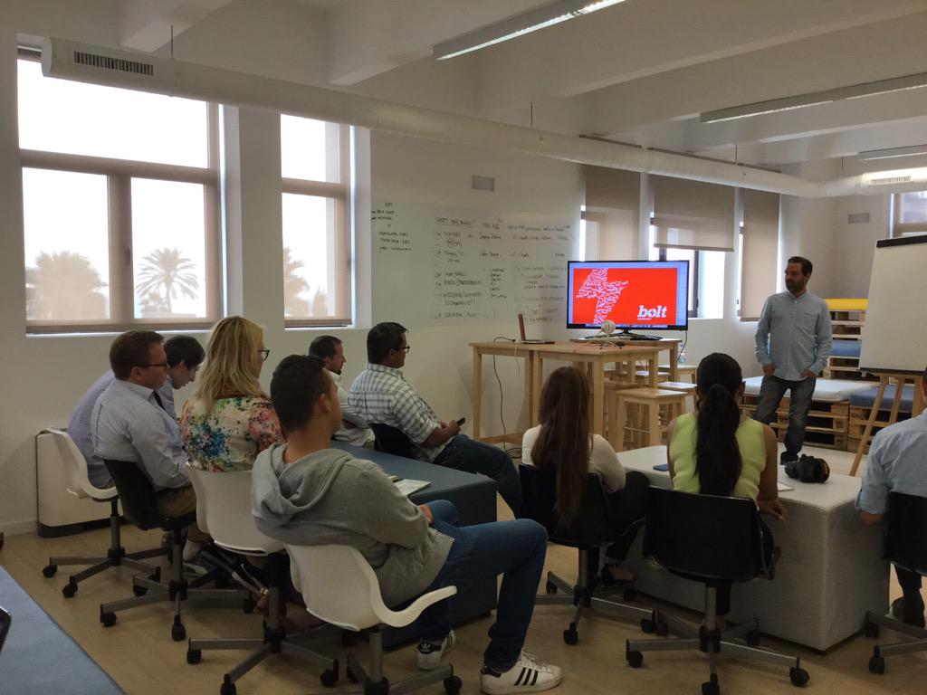 BoltAcc's tweet photo. Dani Caro @epsdaniel sharing his experience as an #entrepreneur #rolemodel Starting now http://t.co/8oJXaSYGMK http://t.co/kb9hWwGERO