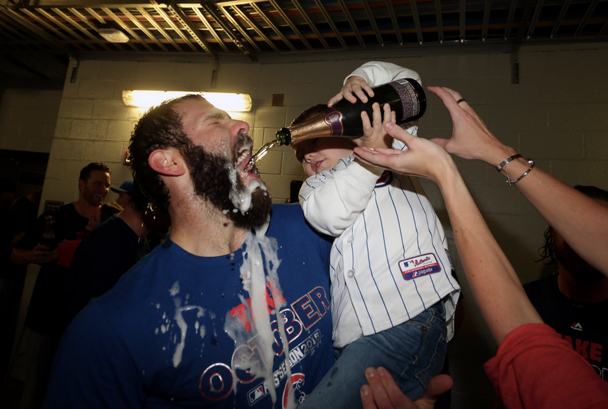 SportsCenter's tweet photo. When you throw a complete-game shutout in October, you can let your kid pour you champagne. (via @USATODAYsports) http://t.co/bgbAcI64IH