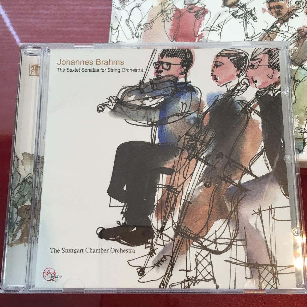 hannahkwon's tweet photo. 슈트트가르트 챔버 오케스트라가 연주하는 브람스의 현악 6중주. 기분 좋아지는 CD 재킷의 워터컬러 일러스트:) http://t.co/RIU1MKfdrH