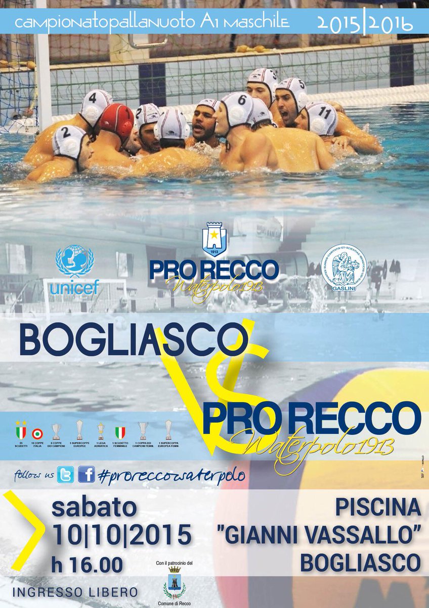 Sabato alle 16 alla piscina "Gianni Vassallo" di #Bogliasco la terza giornata di campionato. #bogliascorecco #seguila