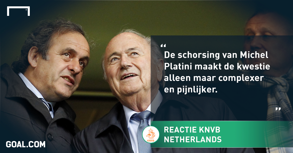 GoalNederland's tweet photo. De @KNVB brengt een statement naar buiten inzake schorsingen Blatter/Platini: http://t.co/pbobTX51zY #FIFAmoney http://t.co/RqKmvKyJQC
