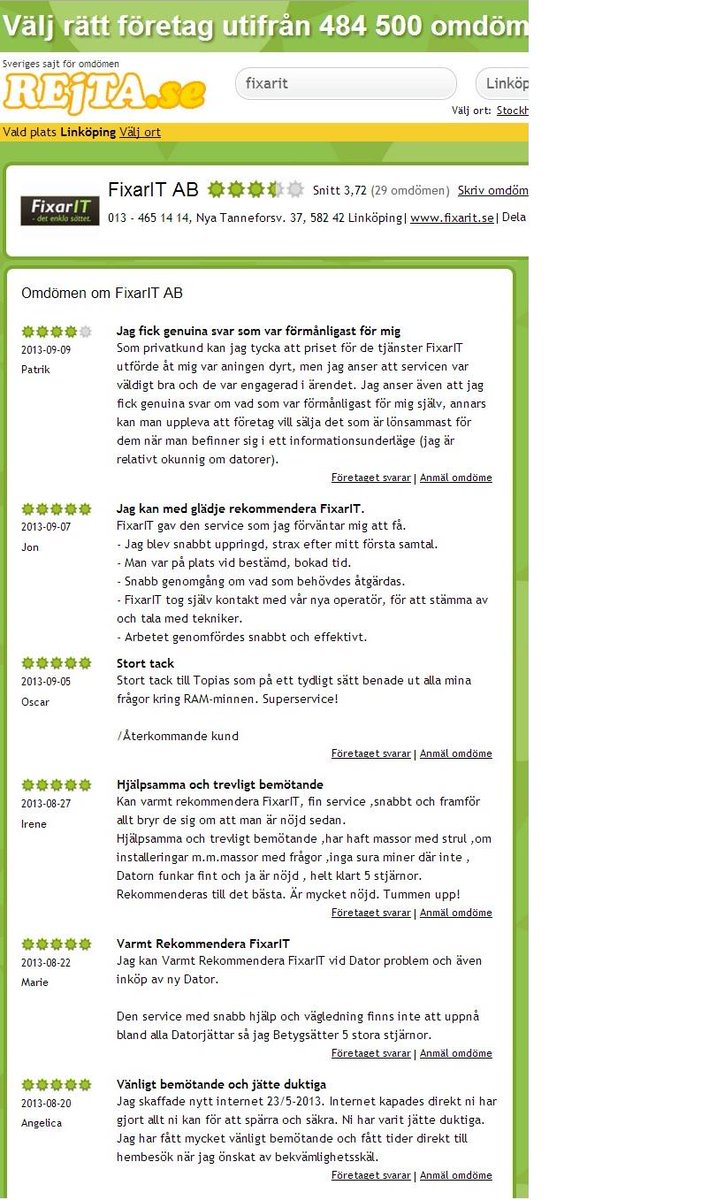 FixarIT's tweet image. Kund omdömen