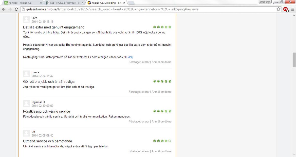 FixarIT's tweet image. Kund omdömen...