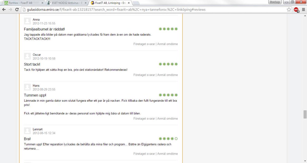 FixarIT's tweet image. Kund omdömen...