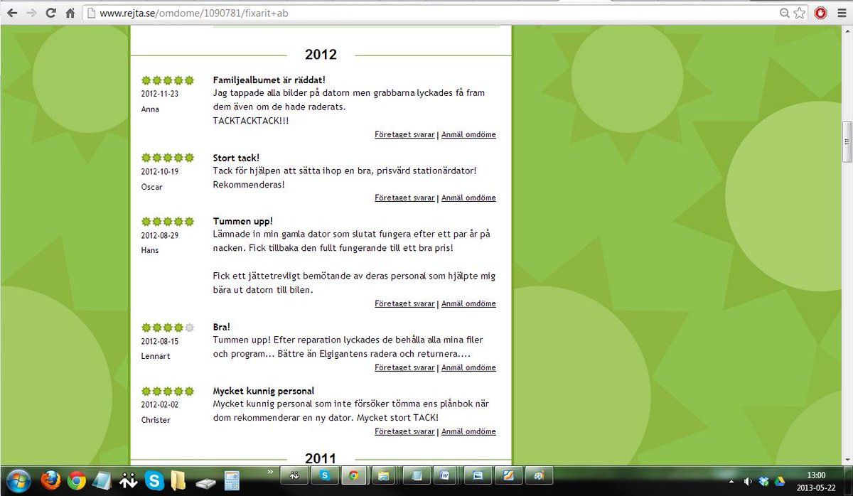 FixarIT's tweet image. Kund omdömen...