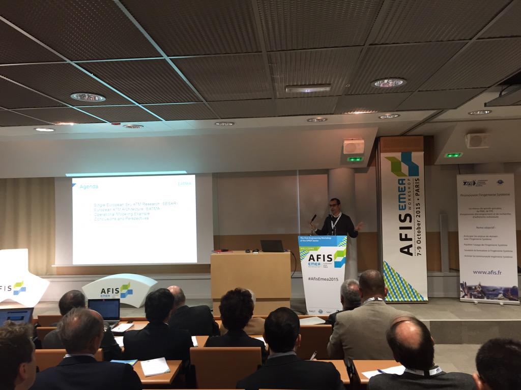 PaulLabrogere's tweet photo. "Model-based approach in SESAR. The EATMA (#AirTrafficManagement) initiative" Luis basora @onera_fr @AfisEmea http://t.co/KlQSVNniAA