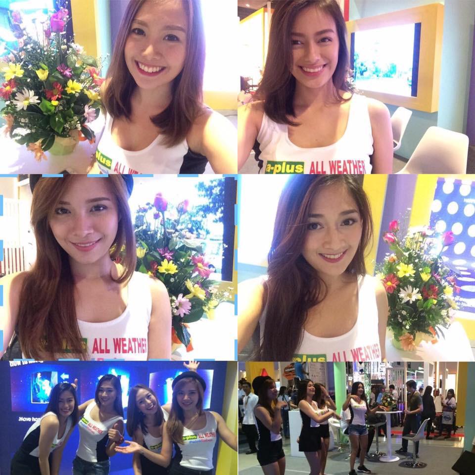 AplusAllWeather's tweet photo. Paintbabes Rence, Kriz, Sheric and Honey are at A-plus Paints booth for Philconstruct Manila. At SMX from Oct.8-11. http://t.co/VPEHZo3YmV