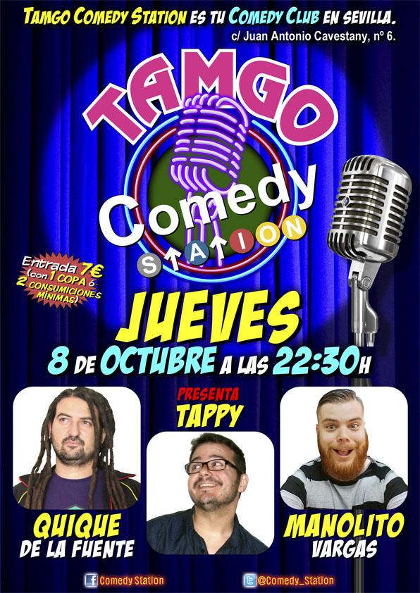 Esta noche comienza TAMGO COMEDY STATION en TAMGO #Sevillahoy . <a href="/quiquemonologos/">quique de la fuente cómico</a> <a href="/Manolito_Vargas/">Manolito Vargas </a> y <a href="/tappy_comico/">TAPPY</a>
