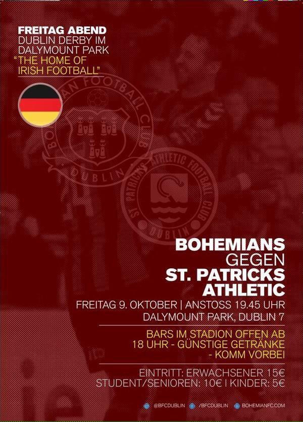 Germany fans welcome to Dalymount Park - the home of Irish football - tomorrow as #Bohs host St Patrick's Athletic.