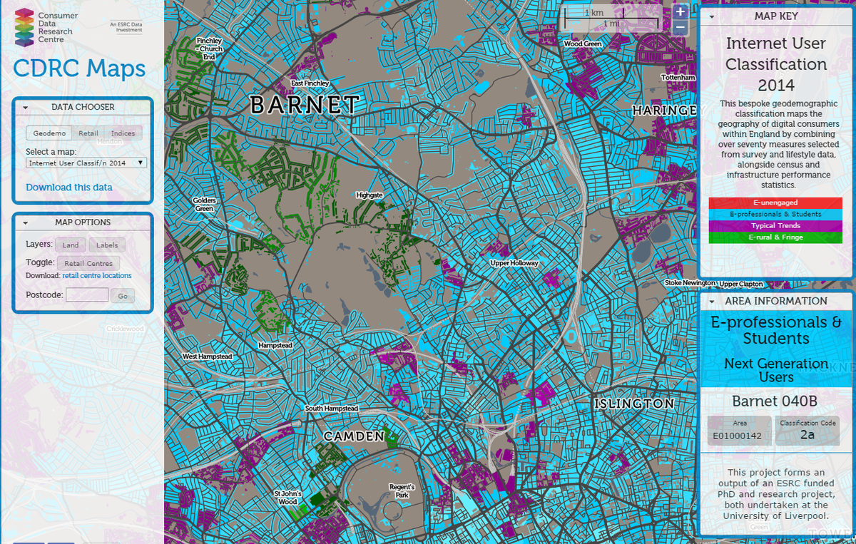AndrewCollinge's tweet photo. London cut of @CDRC_UK Internet User Classification now on @ldn_data &amp; well worth a look http://t.co/WRV8PrvdGt http://t.co/7NJVgVyHAz