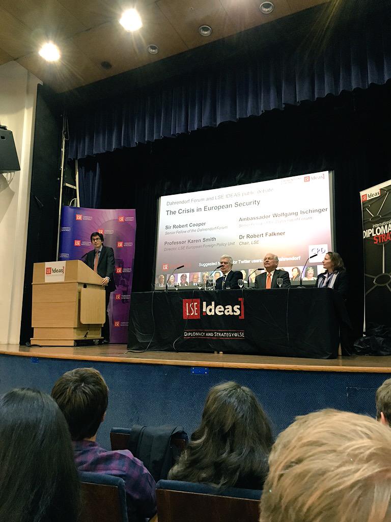 Currently at @lseideas on 'Crisis of European Security' with @boliticsUK. Looking forward to the debate! http://t.co/caozGL3i1U