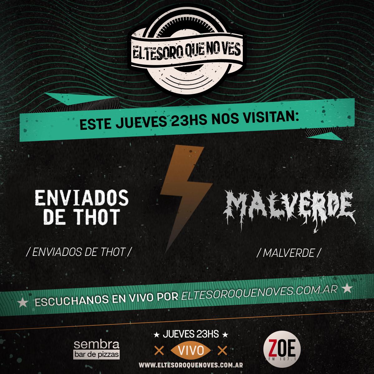 Tesoroquenoves's tweet photo. HOY! 23HS @Enviadosdethot + Malverde Rock y charlamos con @fede_fassa quién nos adelanta la fecha de @aztecastupro- http://t.co/w645UNg4Ci