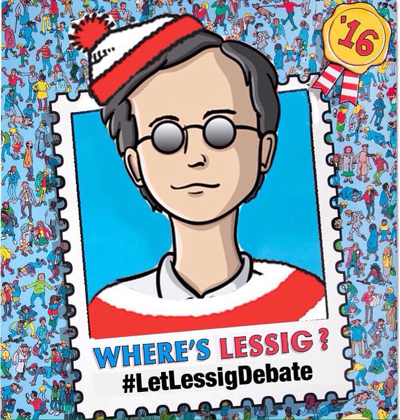 LetLessigDebate's tweet image. Here again is that great #LetLessigDebate art from @balau, this time cropped to perfect profile picture dimensions!