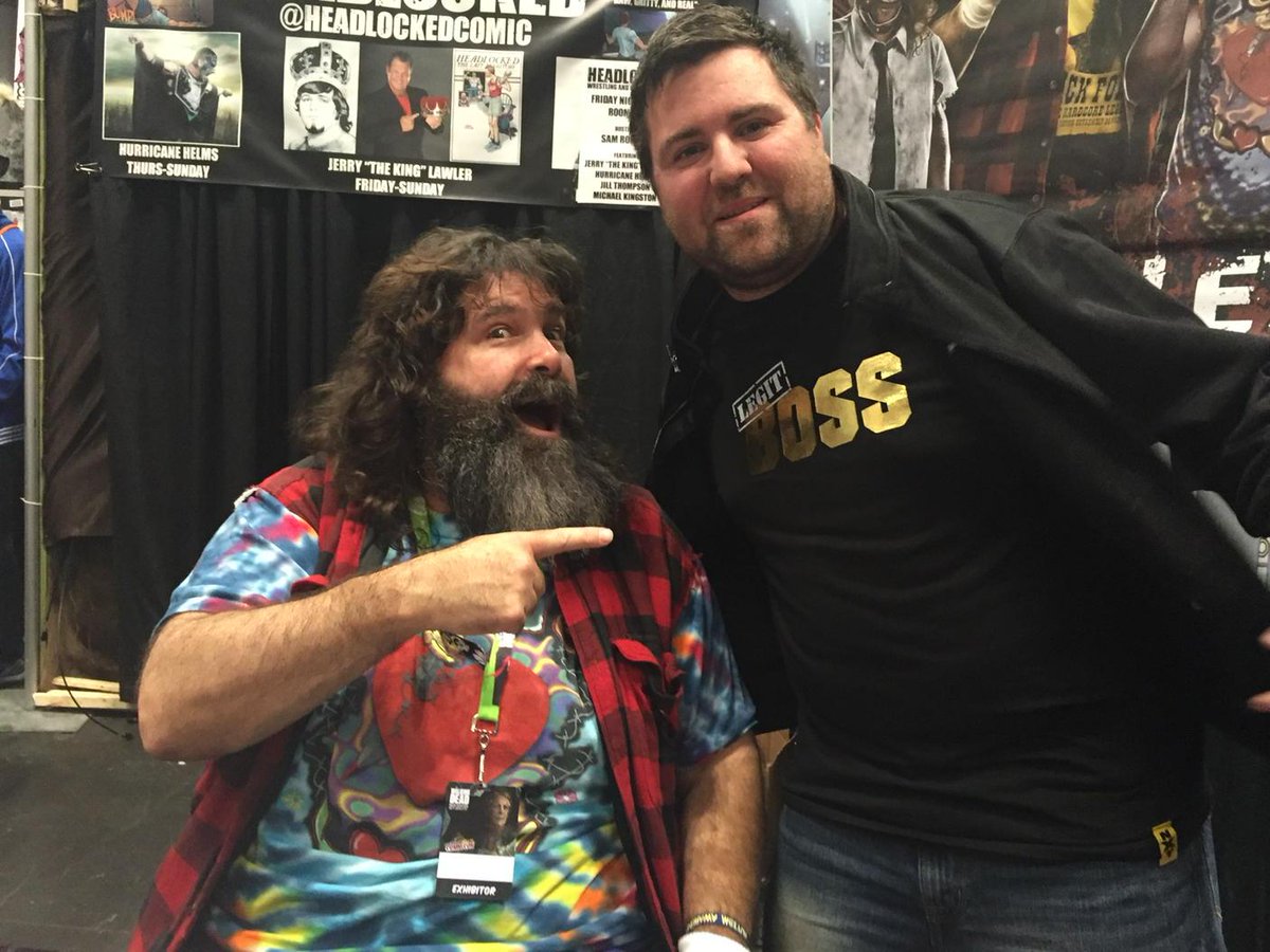Spr1nkles's tweet photo. Best way to be friends with @RealMickFoley at NYCC is to wear @SashaBanksWWE legit boss shirt http://t.co/JVraDWRdUW