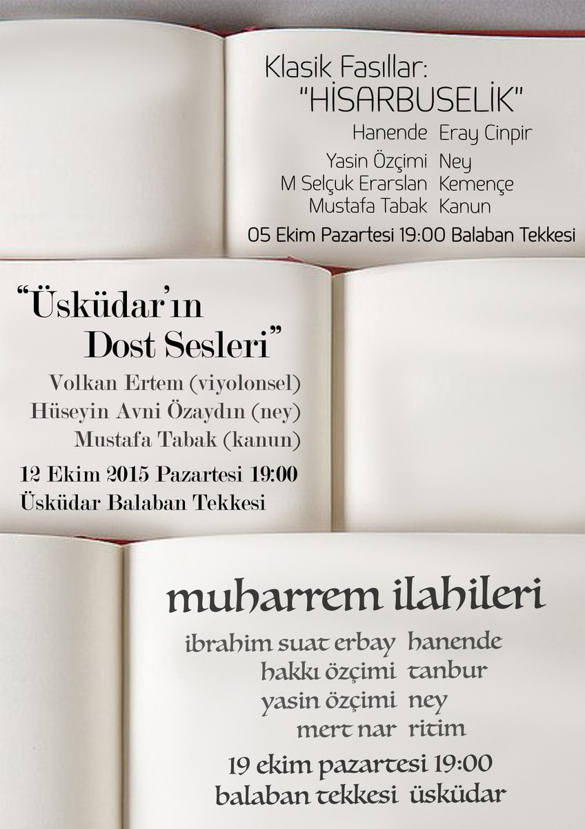 Ekim ayı içerisinde organizasyonuna destek verdiğimiz konserlere tüm meraklılarını bekleriz.