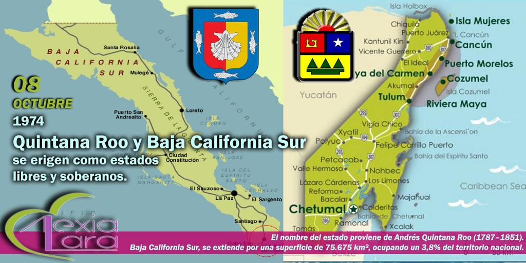 AlexiaLara16's tweet photo. #UnDíaComoHoy de 1974 Quintana Roo y Baja California Sur se erigen como estados 

#VisionQueNaceDeCorazón http://t.co/hz4rQNUWJn
