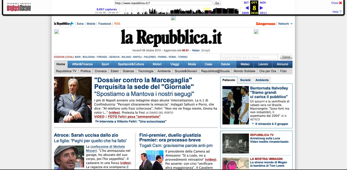 sharingarchives's tweet image. Oggi, 5 anni fa, grazie @internetarchive, WAYBACKMACHINE
