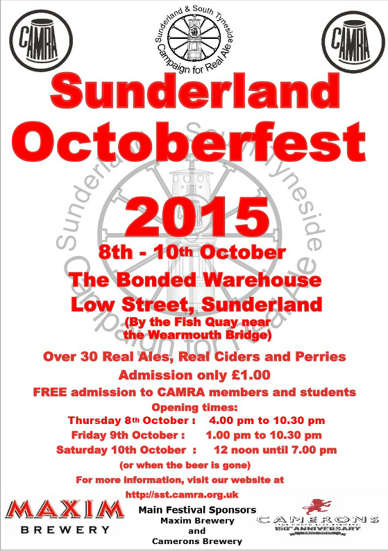 SST_CAMRA's tweet photo. Sunderland Octoberfest 2015 #SOF15 kicks off in just over an hour.  Cider/Perry list: http://t.co/PVIlEiNgh4 http://t.co/sNo0QmkN68