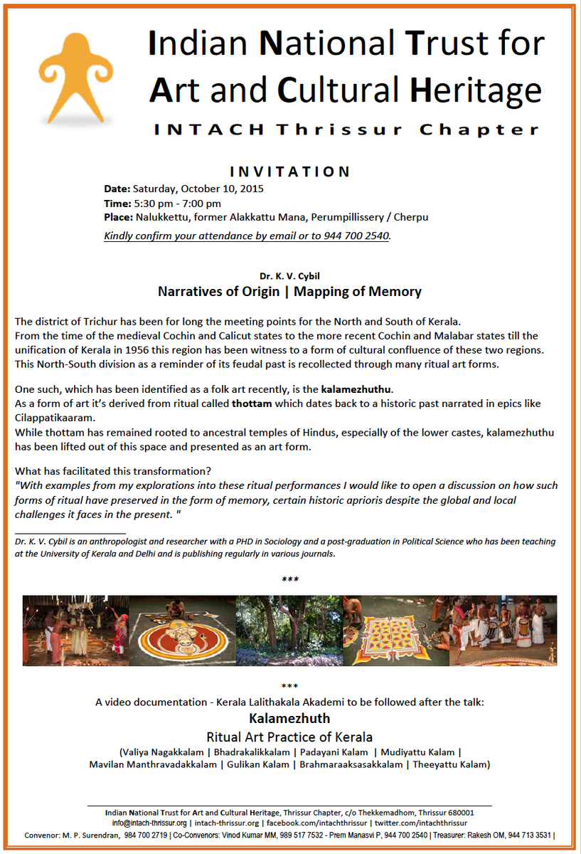 IntachThrissur's tweet photo. Gems of Indian Culture - "Klamezhuthu', the Ritual Art Practice of Kerala http://t.co/9t6T7lFCSZ