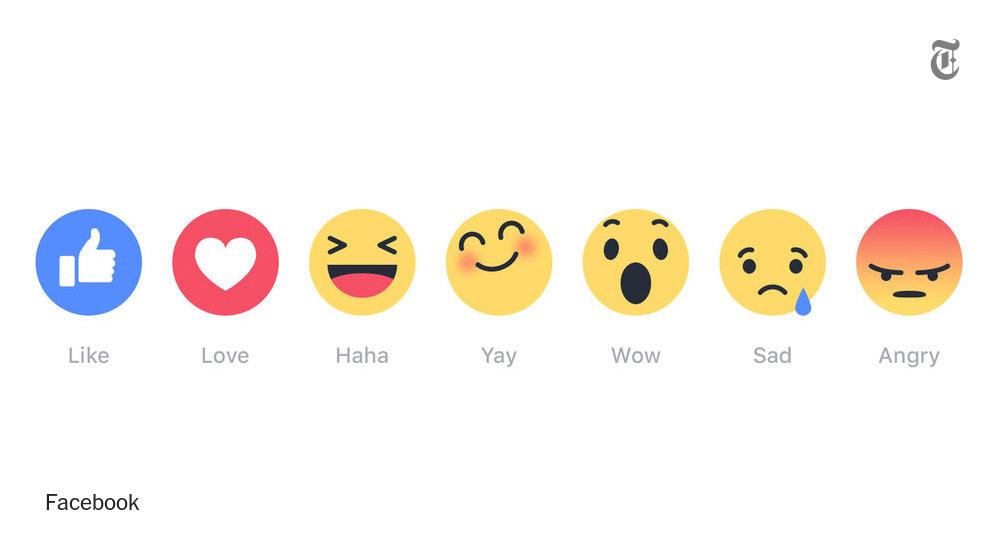 nytimes's tweet photo. Facebook is starting to test emojis as reaction icons. No, there's no "dislike" button. http://t.co/dD48lglwAX http://t.co/zk45W8eixs