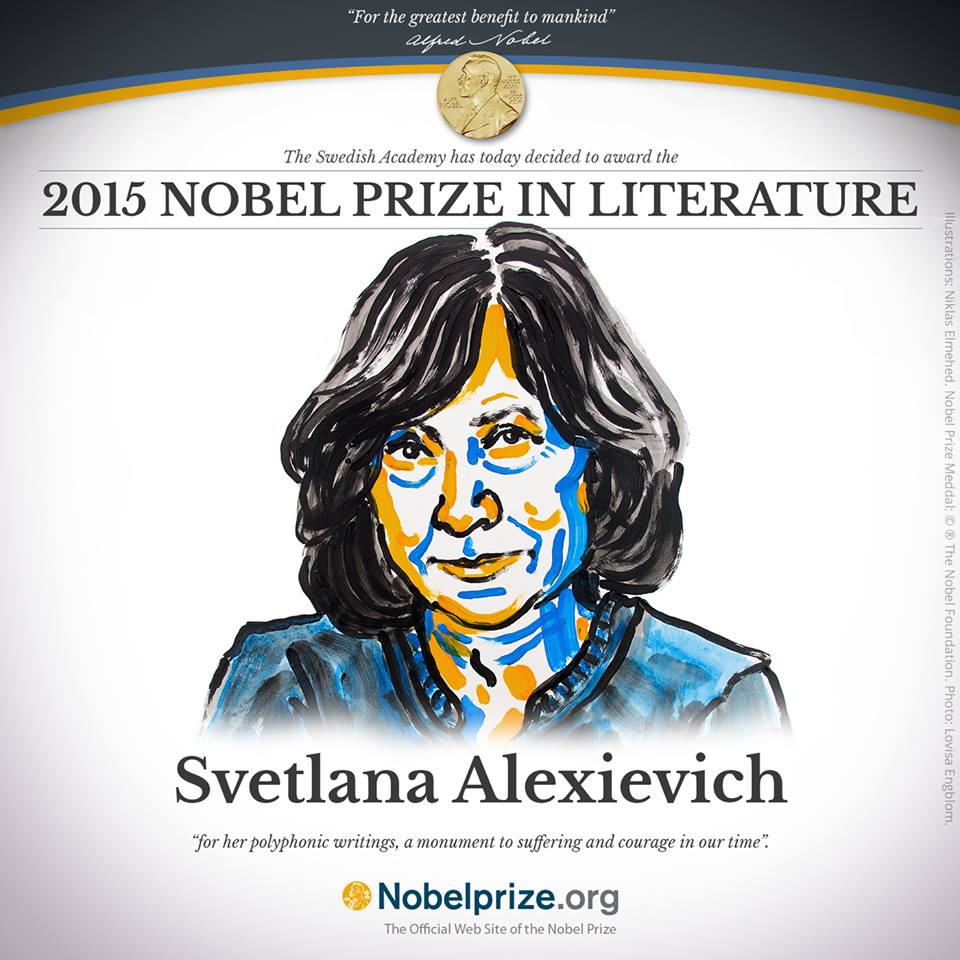 #SvetlanaAleksievič: il #PremioNobel 2015 apre diversi spunti di riflessione sul premio
bit.ly/1VGDoDV
