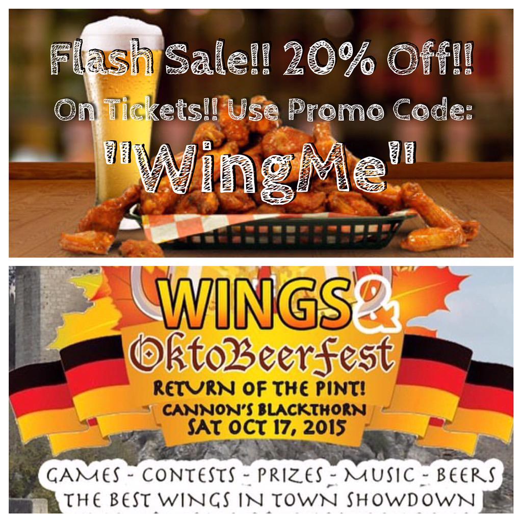 WingsNBeerFest's tweet image. Sale! 20% Off on tix to Wings &amp;amp; OktoBeerFest Promo Code: "WingMe" Sale ends at Midnight! Bit.ly/Wingcheers