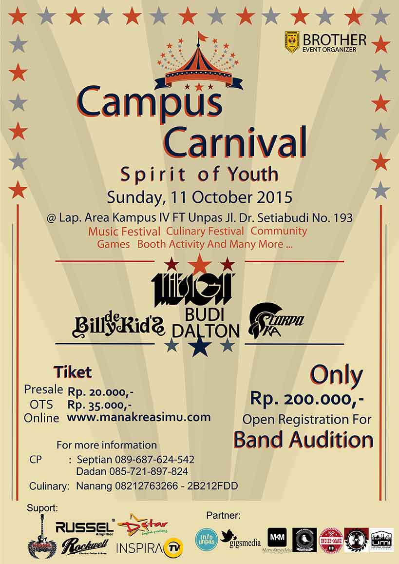 Hai @unpas_bandung , @Carnivalcampus | GS: <a href="/thesigit/">The SIGIT</a> <a href="/BillydeKidsBAND/">Billy de Kid's BAND</a> etc | Buy Ticket → bit.ly/CCarnival